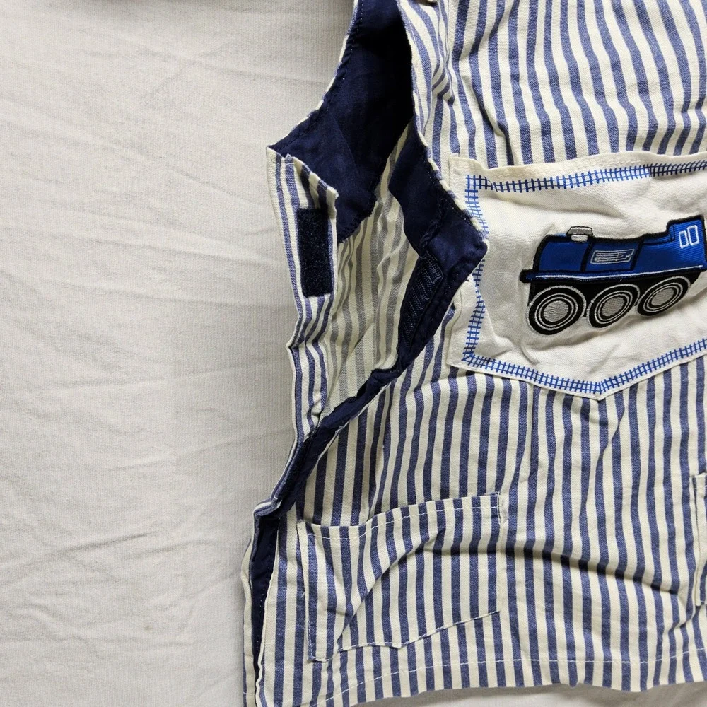 Imaginarium Train Engineer Costume Kids One Size Blue White Hickory Stripe Set